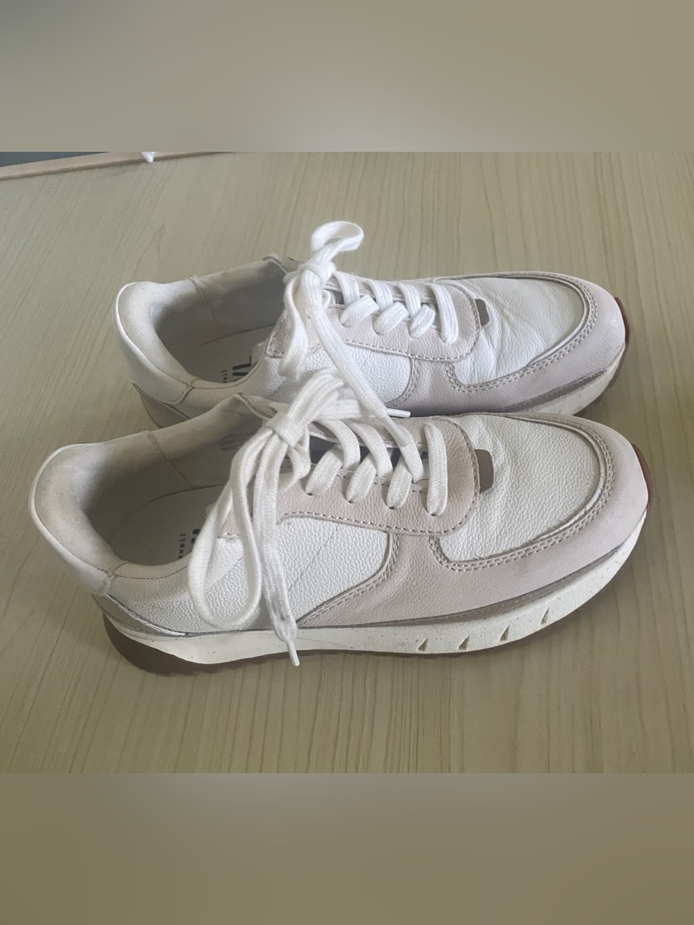 Madewell MWL Kickoff Trainer Sneakers Neutral Leather Colorblock Size 6.5